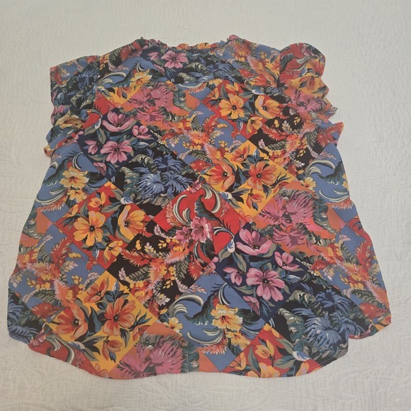 NWT Premise Floral Diamond Block Colorful Shirt Blouse Artsy Bold Art To Wear 2X - Picture 12 of 13